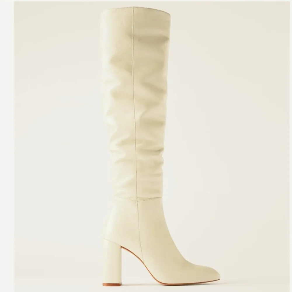 **RARE - ZARA Ivory Genuine Leather Over the Knee Boots BLOGGERS EU 39 US 8.5-9
